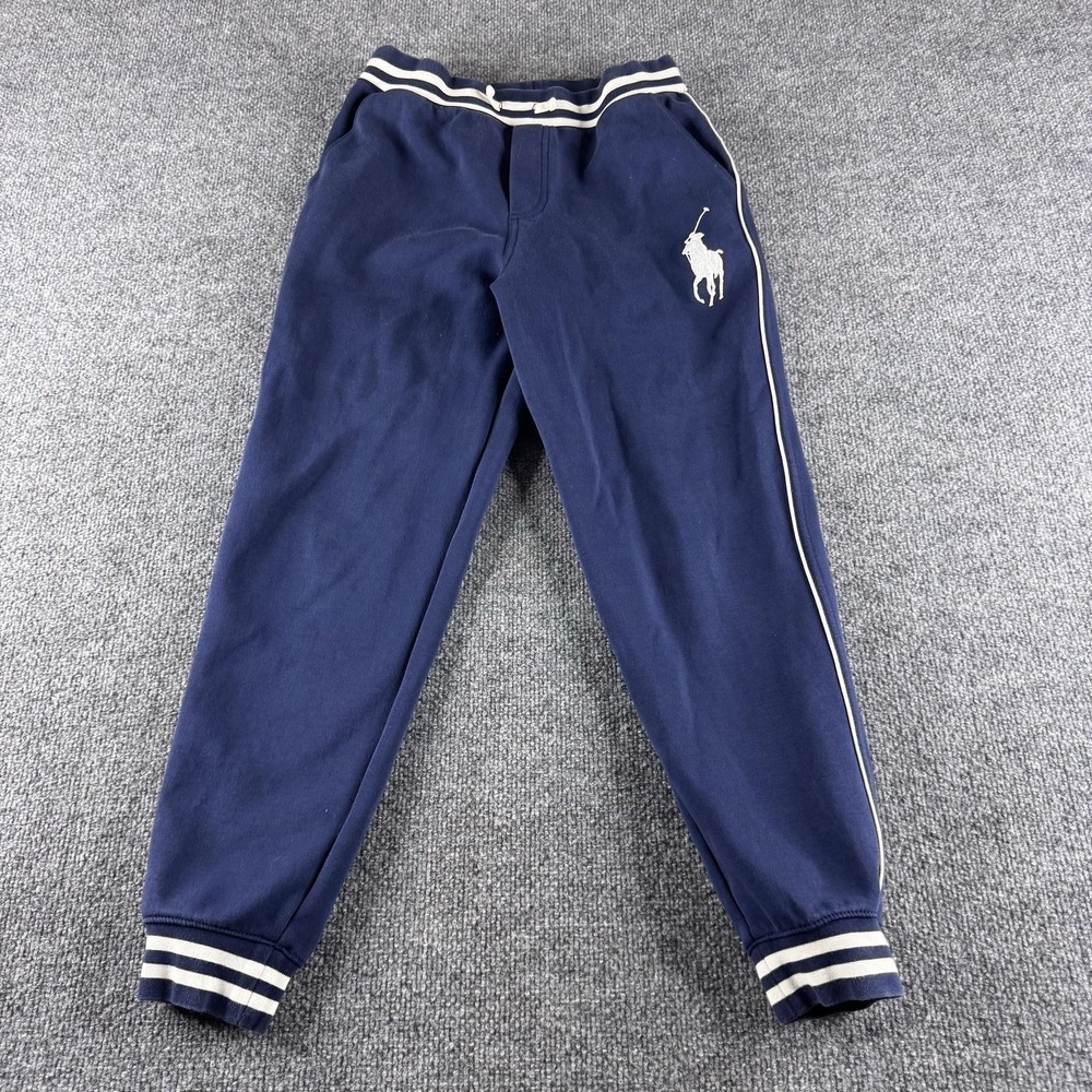 Polo Ralph Lauren Sweatpants Boys L 14-16 Blue Fleece Elastic Waist Logo